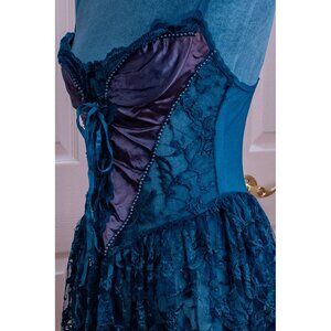 Vintage Frederick's of Hollywood Fairycore Lace Slip Dress Teal Turquoise Size M